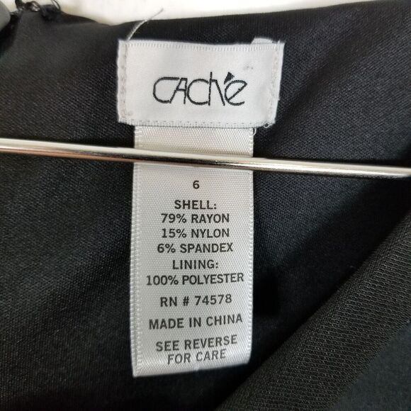 Cache Dress Womens 6 Black LBD Ruched Sleeveless Cutout Front Bodycon Midi - Picture 5 of 5